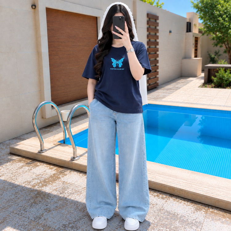 تیشرت باکسی پروانه